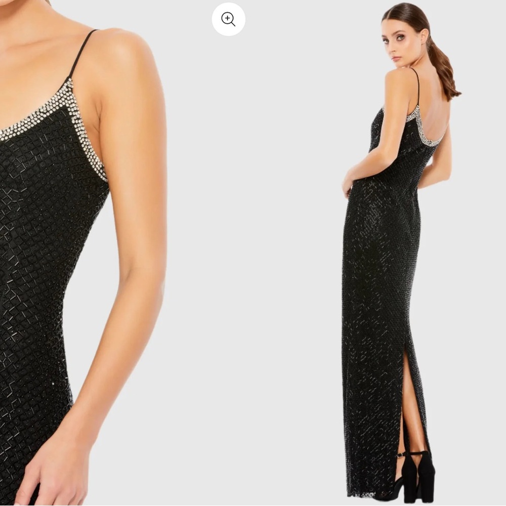 Mac Duggal Black Maxi Dress with Gold Accents